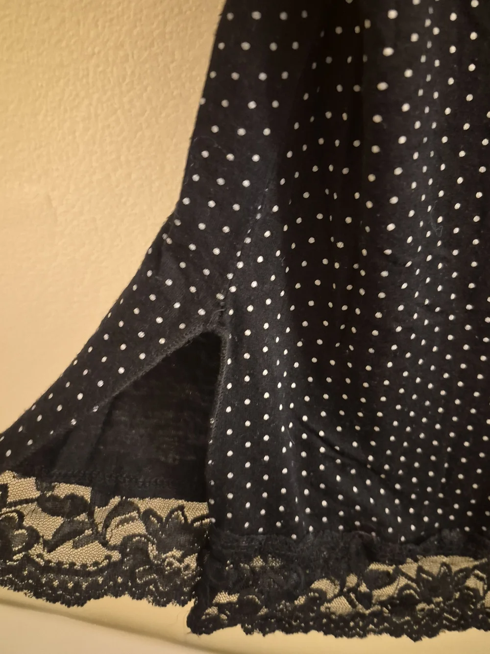 Black Polka Dot Lace Slip Dress - Unbranded
